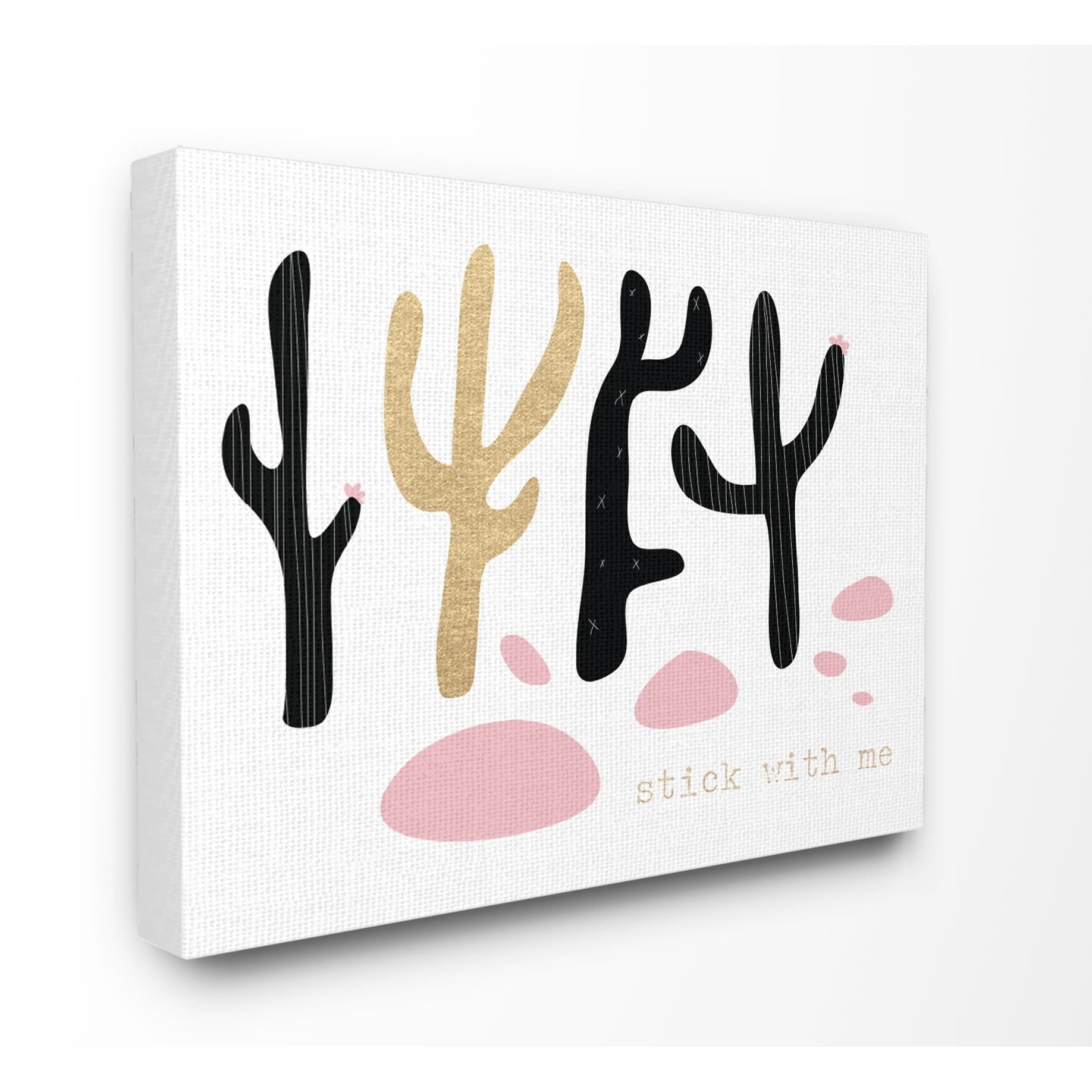 Stupell Industries Stick With Me Cacti Art for Kids Painting Gallery Wrapped Canvas Art Print Wall Art, 16 x 20