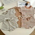 thumbnail image 6 of LYMAYTER Newborn Boys Girls Cotton Outfit 2PCS Kids Infant Soft Stripe Short Sleeve Set for 0 Months-3 Years, 6 of 9