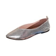 thumbnail image 2 of Flats for Women Wide Feet, Women's Pointed Toe Work Dress Shoes Comfortable Dressy Slip On Shoes for Women Glossy Leather Flat Wedding Party Business Office Low Top Ballet Flats, Silver 5.5, 2 of 9