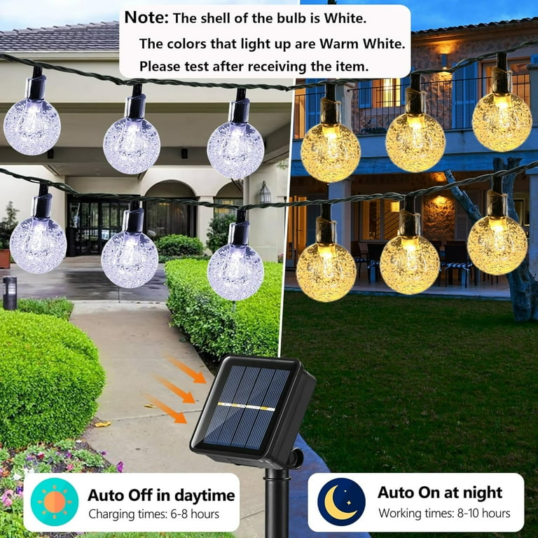 Garden Patio Solar Powered String Lights 20 Ft 30 LED Crystal Balls Warm White color Garden Patio Solar Powered String Lights 20 Ft 30 LED Crystal Balls Warm White color