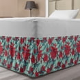 thumbnail image 1 of Bird Bed Skirt, Animals Flying Among Flowering Tree Branches Nature Inspired Artwork, Elastic Bedskirt Dust Ruffle Wrap Around for Bedding Decor, 4 Sizes, Vermilion Teal, by Ambesonne, 1 of 2