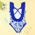 thumbnail image 4 of NAFUU Toddler Girls Swimsuit Ruffled Prints Bikini Adorable Comfortable Suit For Kids Tankini Swimsuits For Girls Sizes 6-7 Years, 4 of 6