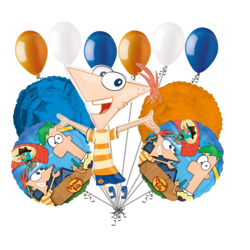 11 pc Disney Phineas & Ferb Adventure Happy Birthday Balloon Bouquet