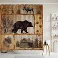 thumbnail image 3 of 4PCS Deer Skull Shower Curtain Set, Black American Flag Pine Tree Woodland Elk Moose Wildlife Hunting Man Cave Patriotic Country Farmhouse Rustic Bathroom Decor, Non-Slip Bath Mat, Shotgun, 3 of 7