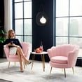 thumbnail image 4 of Heavenly Collection Glam Velvet Accent Chair, Light Pink Upholstered Chair with Gold Metal Legs, Modern Luxury Seating for Living Room or Bedroom, 4 of 7