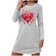thumbnail image 2 of Aobny Women Nightgown Heart Valentine's Short Nightshirt Gray Long Sleeve Crew Neck Couples Christmas Pajamas,S, 2 of 6