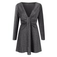 thumbnail image 3 of KaLI_store Formal Dresses for Women Lace Cape Dress with Chiffon Overlay Knee Length, Wedding Guest Midi V-Back Dress Grey,L, 3 of 5
