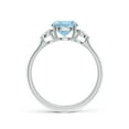 thumbnail image 2 of ANGARA Natural 1.12 ct Aquamarine and Diamond Three Stone Engagement Ring in 925 Sterling Silver for Women (Size-7mm) | March Birthstone, Anniversary, Jewelry Gift for Women | Natural Aquamarine Ring, 2 of 9