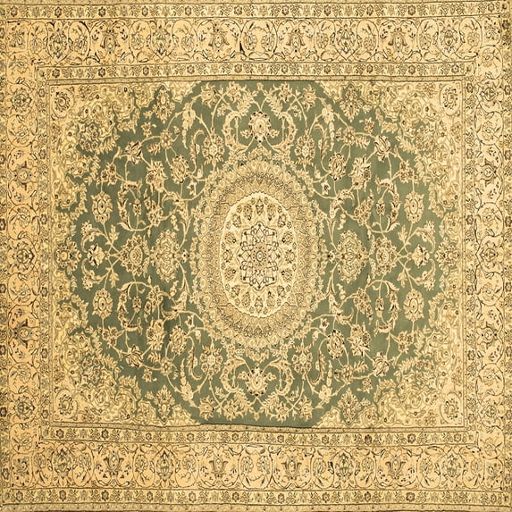 Ahgly Company Indoor Square Medallion Brown Traditional Area Rugs, 8' Square