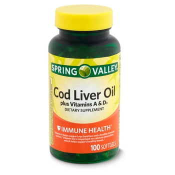 Spring Valley Cod Liver Oil Plus s A & D3 Dietary Supplement, 100 count