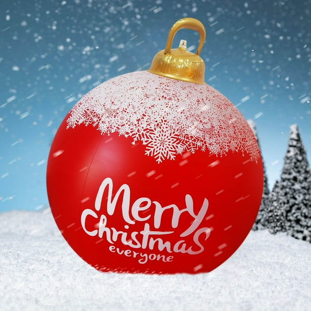 60CM Outdoor Christmas Inflatable Ball Decoration for Yard and Garden - Weather-Resistant PVC Holiday Decor