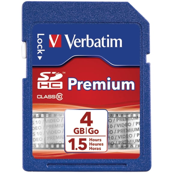Verbatim 4GB Premium SDHC Memory Card, USH-1 U1 Class 10 -VER96171
