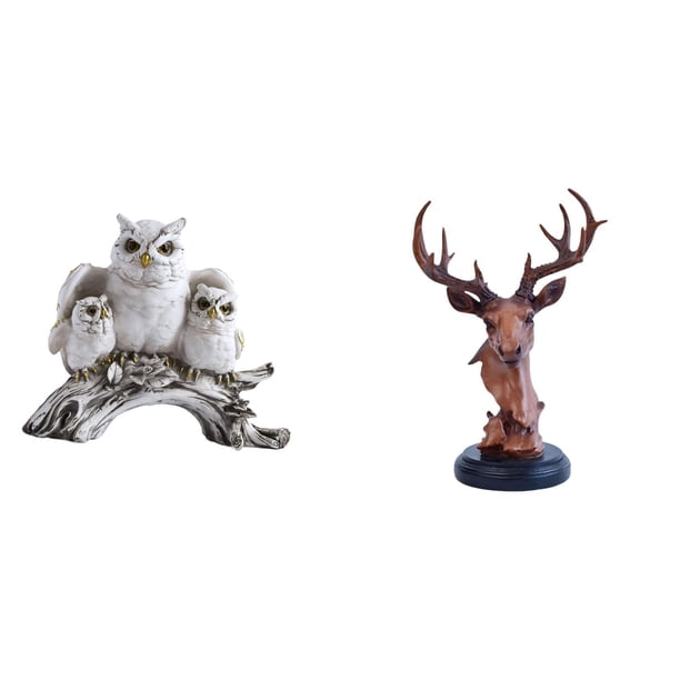 Figuras de búho, estatua en miniatura de resina, adorno de animal, figura de cabeza de ciervo, características decorativas para sala de estar, dormito