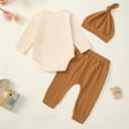 thumbnail image 5 of Kogui Newborn Baby Boy Clothes Newborn Baby Boy Girl Clothes Ribbed Knitted Long Sleeve Romper Long Pants Solid Color Fall Winter Outfits 0 3 6 9 12 18 24 Months 2T 3T (Beige,12-18 Months), 5 of 5