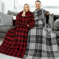 thumbnail image 4 of PAVILIA Premium Fleece Blanket with Sleeves for Women Men Adult, Wearable Blanket Warm Cozy, Super Soft Sleeved Throw with Arm, Gift for Women Mom Wife (Checkered Red, Kangaroo Pocket), 4 of 7