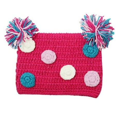 Little Girls Hot Pink Pom Pom Crochet Hat 0-4 Years - Walmart.com