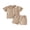 Khaki, variant on BemeyourBBs Toddler Baby Boys Summer Clothes Infant Baby Boys 2 Piece Summer Outfit Solid Color Eyelet Lapel Short Sleeve Button Down Shirt Top and Shorts 2Pcs Set