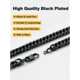 thumbnail image 6 of U7 Black Chunky Miami Franco Cuban Chain for Men Necklace Bracelet Stainless Steel Jewelry Set 2-Piece in 12MM Width 26 Inch, 6 of 7