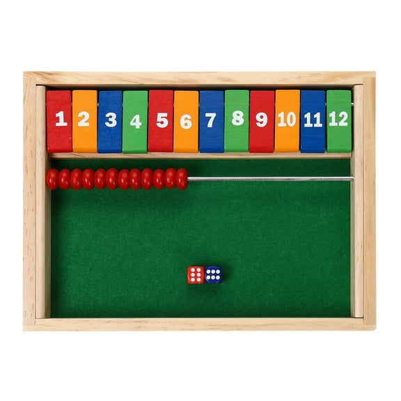 Sterling Games 12 Numbers Shut The Box Game with Abacus Counting Beads Wooden Math Dice Game for Kids and Small Children