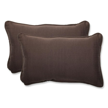 Set of 2 Regale Espresso Brown Outdoor Corded Throw Pillows 18.5