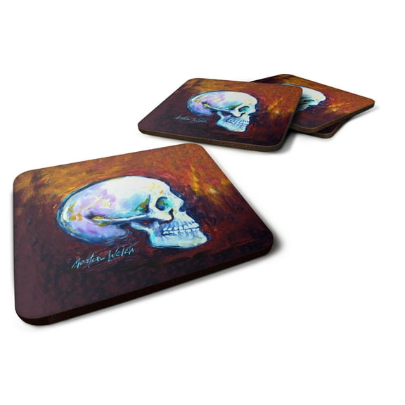 Carolines Treasures MW1341FC Skeleton My Best Side Foam Coaster Set of 4 3 1/2 x 3 1/2 multicolor