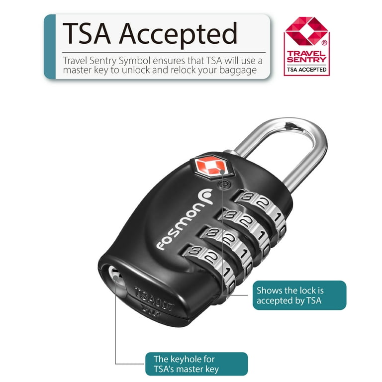 TSA Approved Combination Luggage Lock, Resettable, Black