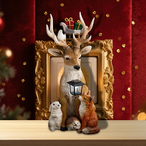 Reindeer Model Decorative Statue Landscape, Garden Ornaments, Garden Statue with Solar Lamp, Solar Lantern Garden Statues Decor, Suitable for Decorating Garden, Housewarming Gift for Grandma Women