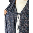 thumbnail image 6 of DARING DIVA V Neck Ruffle Trim Cuff Self Belt Printed Midi Wrap Dress M Blue, 6 of 7
