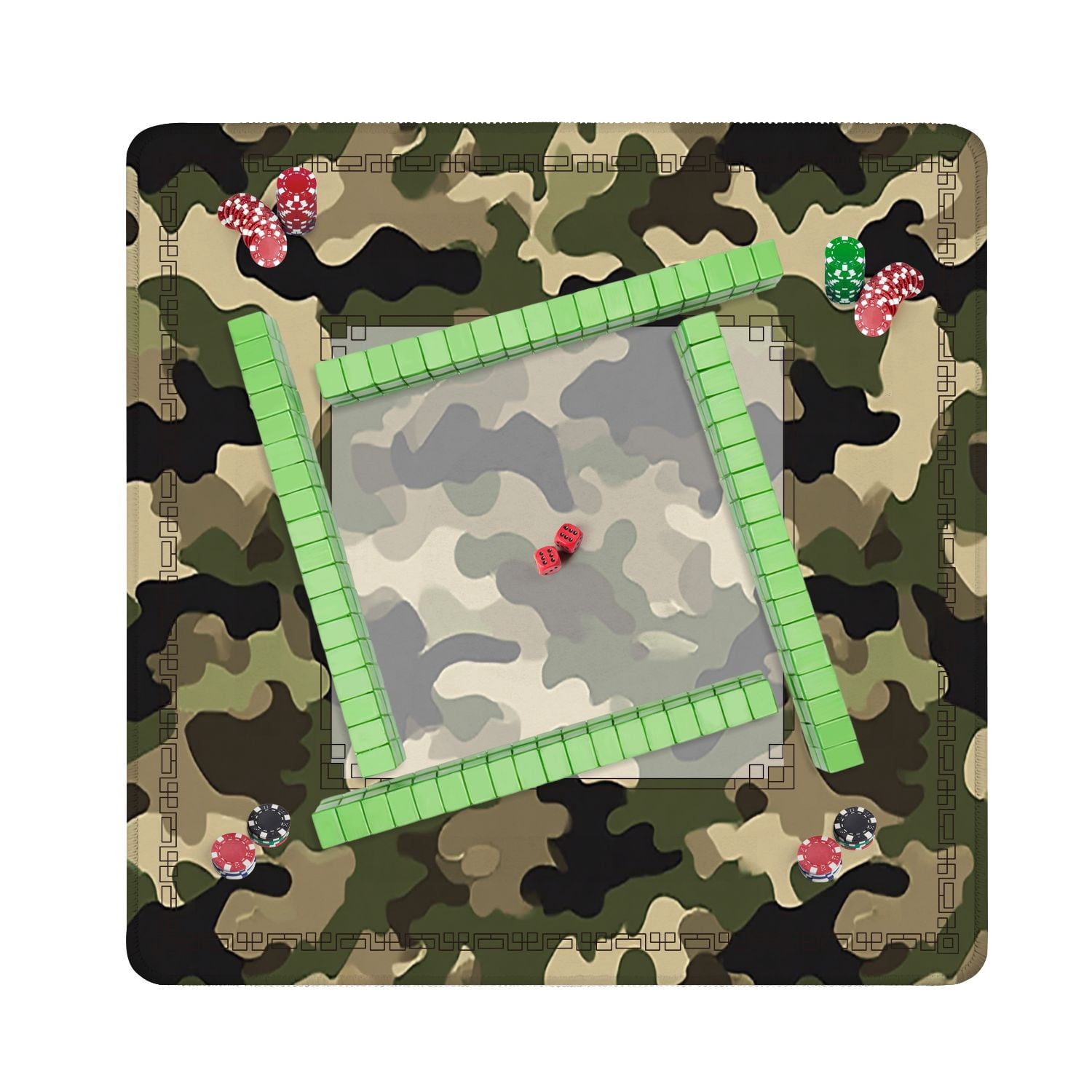 Mahjong Mat 31.5" x 31.5" military camouflage seamless Abstract hunting Non-Slip Noise Reduction American Mahjong Tiles Table Cover for Dominoes Poker Card Board Games Gift