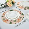 thumbnail image 4 of 15.4" Round Placemat Set of 1 Polyester Fabric Place Mats Non-Slip Dining Kitchen Table Mats for Kitchen Party Decor Christmas Deer and Holly Leaves, 4 of 5