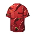 thumbnail image 6 of Lsque Floating Red Chili Peppers print Men's Cuban Collar Short Sleeve Shirt Summer Beachwear Casual Button Down Fashionable Vacation Leisure Shirt-Large, 6 of 7