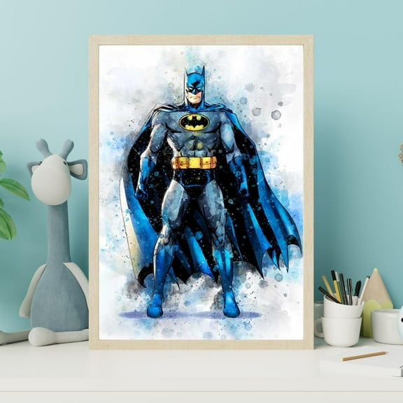 Super Hero Canvas Poster - Child Room Wall Decoration Girl or Boy- Batman 12x15 inches Unframed