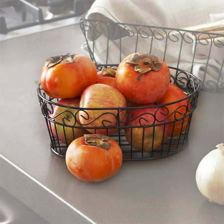 - Stella Oblong Wire Tray Basket - Scroll Design 8in