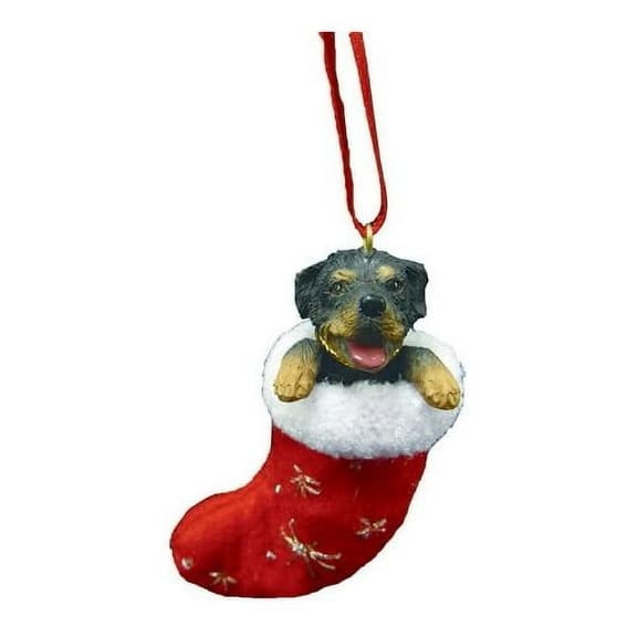 Rottweiler Christmas Stocking Ornament with "Santa's Little Pals" Hand Painted