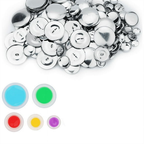 100Pcs Button Covers, Cover Kit with 5 Different Sized Buttons and Tools for Make Your Own