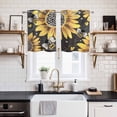 thumbnail image 2 of Sunflower Bee Kitchen Curtains Small Short 39 Inch Length, Black Yellow Farm Flower Spring Summer Grommet Top Bedroom Living Room Curtains, Light Filtering Cafe Curtain Drapes 2 Panels Set 55''x39'', 2 of 9