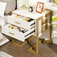 thumbnail image 2 of Tribesigns White and Gold Nightstand with 2 Drawers, 21 Inch Wide Night Stand Modern Bedside Table with Metal Frame 2-Drawer End Table for Bedroom Sofas Sides, 2 of 6