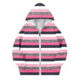 thumbnail image 4 of SELONE Kids Hooded Jackets with Pockets Hooded Fleece Lightweight Zipper Striped Long Sleeve Fall Winter Coats Pink 8-9Years, 4 of 5