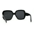 thumbnail image 2 of Minimalistic Thick Plastic Large Round Mod Sunglasses All Black, 2 of 4
