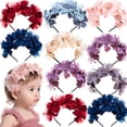 thumbnail image 2 of Baby Girls Flower Cluster Headband Soft Lace Cloth Floral Head Wear for Wedding Party Cute Flower Hair Band for Toddlers Flower Girls,Cyan, 2 of 6