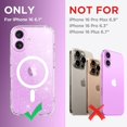 thumbnail image 2 of Magnetic Compatible with iPhone 16 Case, Upgraded [Full Camera Protection] [Compatible with MagSafe] Protective Translucent Matte Women Girl Phone Case Cover, Clear Glitter, 2 of 15