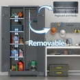 thumbnail image 5 of Marcree Broom Closet with Locking Doors,72.8’’H Cleaning Tool Storage Cabinet with Hanging Rod & Hooks,Heavy-Duty Tool Garage Storage Cabinet for Utility Room,Grey, 5 of 8