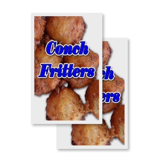Conch Fritters (2-PACK) 24" x 36" Vinyl Decals | Sign Insert Peel & Stick Decals Stickers Window Signs