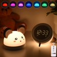 thumbnail image 1 of Zshan Children's Night Light 3-in-1 Alarm Clock and Night Light 7 Colors LED Portable Mouse Bedside Clock Silicone Adjustable Brightness with Remote Control USB Rechargeable Baby Night Light, 1 of 5