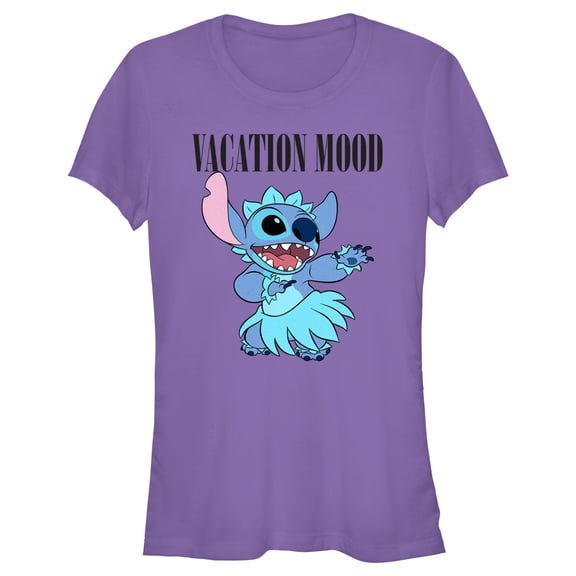 Junior's Lilo & Stitch Vacation Mood Graphic Tee Purple X Large