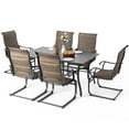 thumbnail image 6 of Nuu Garden 7 Pieces Patio Dining Set, Outdoor Dining Table and C-Shape Textilene Chairs Set, All Weather Garden Splicing Table Set, Iron Patio Dining Set with Umbrella Hole, 6 of 10