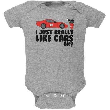 

I Just Really Like Cars Ok Cute Kids Soft Baby One Piece Heather 9-12 M