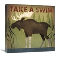 thumbnail image 1 of Global Gallery's 'Take a Swim Moose' By Ryan Fowler Stretched Canvas Wall Art, 1 of 4