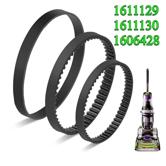 Replacement Belt Set for Bissell ProHeat 2X Revolution Pet Pro Carpet Cleaner 1986, 1964, 2007, 2007P Series – Replaces 1606428, 1611129, 1611130 – 3 Types: Flat, Brush & Gear Belt (3-Pack)