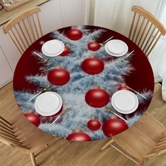Round Tablecloth Fitted Table Cover, Elastic Tablecloths Outdoor Indoor Stretch Cloth Tablecover for ,